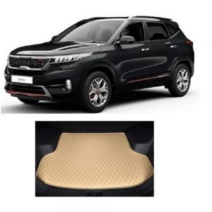 7D Car Trunk/Boot/Dicky PU Leatherette Mat for	Seltos  - Beige